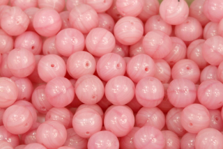 Mačkané korálky kuličky 8 mm, 20 ks/16 cm - opálová růžová, žíhaná
