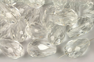 Broušené korálky hrušky 18x12 mm, 5 ks - čirá, krystal