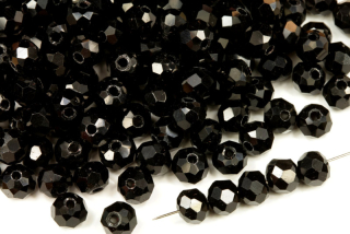 Broušené korálky slavík 6x5 mm, 40 ks/19 cm - sytá černá