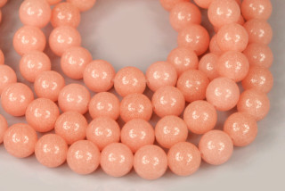 Minerální korálky - kulička 8 mm, 1 ks - svítící ve tmě, růžové