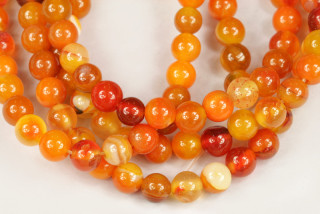 Minerální korálky - kulička 6 mm, 1 ks - achát dobarvený - oranžový