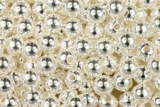 Plastové korálky, kulička 8 mm, 30 ks - barva stříbrná