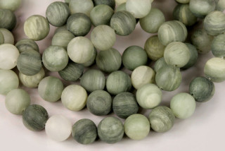 Minerální korálky - kulička 8 mm, 1 ks - zelený křišťál matný