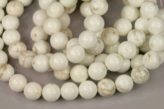 Minerální korálky - kulička 8 mm, 1 ks - magnezit (howlit), světlý krémový