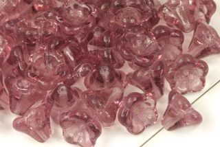Mačkané korálky kytička zvoneček 13x11 mm, 5 ks - transp. ametystově fialová