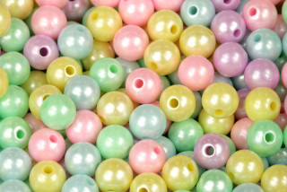 Plastové korálky, kuličky 8 mm, 20 g (85-90 ks) - mix perleťových pastelových barev
