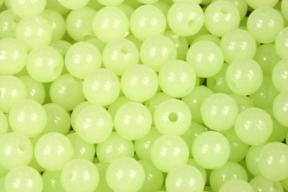 Plastové korálky, kuličky 8 mm, 20 g (cca 80 ks) - zelenožluté, svítící ve tmě