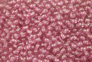 Mačkané korálky kuličky 4 mm, 40 ks/16 cm - růžový listr na krystalu