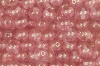 Mačkané korálky kuličky 8 mm, 20 ks/16 cm - růžový listr na krystalu