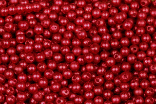 Plastové korálky voskované, imitace perel, kulička 4 mm, 100 ks - červená