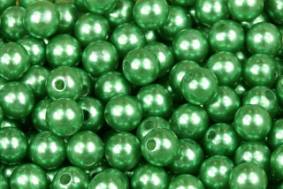 Plastové korálky voskované, imitace perel, kulička 8 mm, 20 ks - zelená