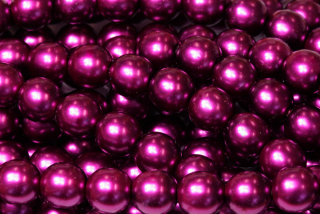 Voskované korálky kuličky 8 mm, 20 ks/16 cm - růžovofialová, tmavší fuchsiová, lesklá