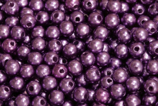 Plastové korálky voskované, imitace perel, kulička 6 mm, 50 ks - fialová