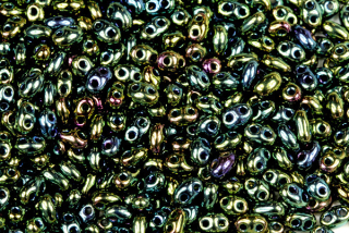 PRECIOSA Twin™ 2,5 x 5 mm, bal. 20 g - pokov zelený iris na černé