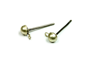 Náušnicová puzeta 4 mm půlkulatá, galva tmavé starostříbro, 1 pár (ČR)