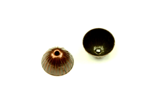 Kaplík koncový vroubkovaný 11x6 mm, galva stará měď, 2 ks (ČR)