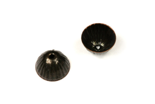 Kaplík koncový vroubkovaný 11x6 mm, galva stará měď tmavá, 2 ks (ČR)