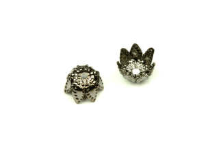 Kaplík ozdobný se špičkama 11x6 mm, galva antracit, 2 ks (ČR)