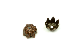 Kaplík ozdobný se špičkama 11x6 mm, galva stará měď, 2 ks (ČR)