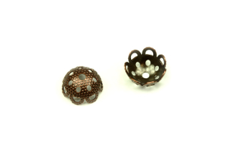 Kaplík ozdobný krajkový vroubkovaný 10x5 mm, galva stará měď, 2 ks (ČR)