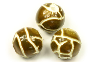 Keramické korálky s glazurou kraklované 16 mm, 1 ks - khaki hnědá