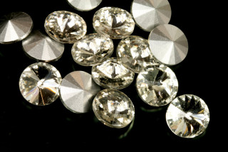 Rivoli broušená 12 mm, 1 ks - Krystal, stříbrné silimi (Crystal, silver foiled)