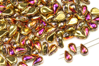 Dvoudírkové Tear duo 5x8 mm, 30 ks - pokov California Violet na krystalu