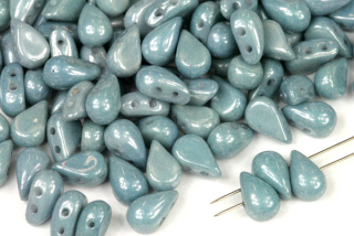 Dvoudírkové Tear duo 5x8 mm, 30 ks - modrý listr na alabastru