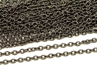 Řetízek s oválnými očky 4x3 mm, galva antracit (hematit), 1 m