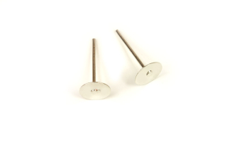 Náušnicová puzeta s ploškou 6 mm, nalepovací, galva platina, 1 pár