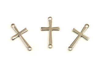 Mezidíl křížek 17x9,5 mm, 2 očka, nerezová ocel AISI 304, 1 ks