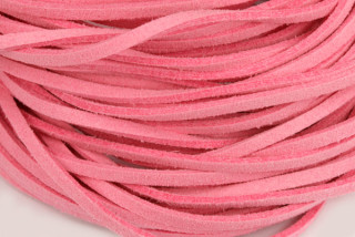 Plochý řemínek 3 mm, imitace kůže (semiše), 1 ks cca 1 m - růžová