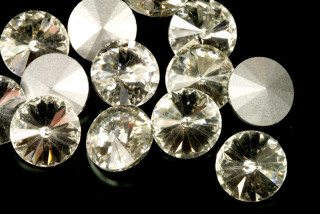 Rivoli broušená 14 mm, 1 ks - Krystal, stříbrné silimi (Crystal, silver foiled)