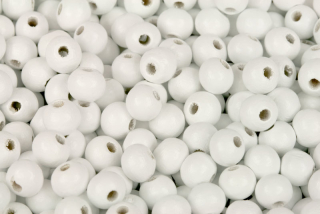 Dřevěné korálky lakované, kulička 8 mm, 10 g (65-70 ks) - bílá