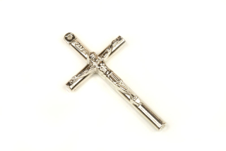 Kovový přívěsek křížek 39x22 mm, galva platina, 1 ks - hladký, rovný