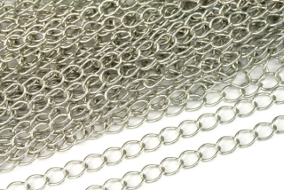 Řetízek adjustační (prodlužovací) s očky 5x3,5 mm, galva platina, 1 m