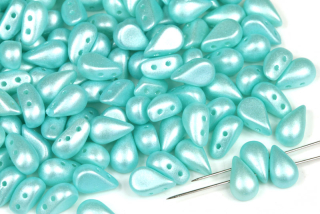 Dvoudírkové Tear duo 5x8 mm, 30 ks - světle tyrkysově modrý vosk