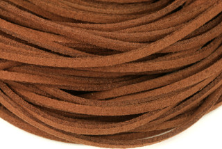 Plochý řemínek 3 mm, imitace kůže (semiše), 1 ks cca 1 m - čokoládově hnědá