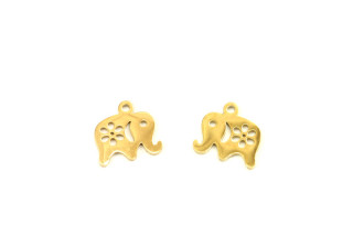 Přívěsek z nerezové oceli 304, slon 10x10 mm, barva zlatá, 1 ks