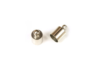 Kaplík koncový vlepovací s očkem, 10x6 mm, vnitřní průměr 5,6 mm, 2 ks, galva platina