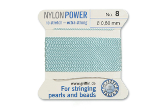 NylonPower (Griffin), stáčená nylon. šňůra s jehlou No.8 (0,8mm), 2m - tyrkys (turquoise)