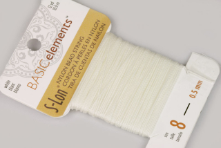 S-Lon Nylon Bead String - navlékací nylonová šňůra, size 8 (0,50 mm), 10,9 m - bílá