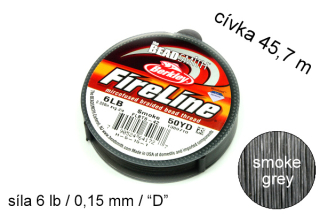 Splétaná šňůra FIRELINE Berkley - Smoke grey 6 lb/0,15 mm/síla D - cívka 45,7 m