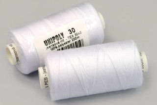 Jeansová nit TEX 30x3 (UNIPOLY 30), návin 200 m - bílá