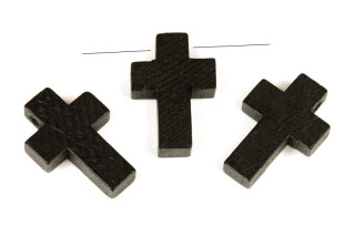 Dřevěný křížek 22x15x4,5 mm s příčnou dírkou, 1 ks - černá