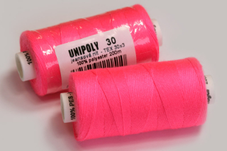 Jeansová nit TEX 30x3 (UNIPOLY 30), návin 200 m - růžová NEON